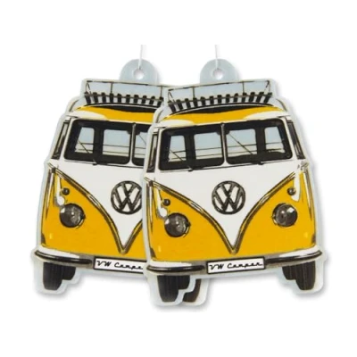 Image of BRISA VW Collection Volkswagen Air Freshener, Room Deodorizer for Cars T1 Bus Campervan Motif (Citrus/Yellow/Set of 2)