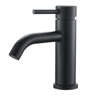 Image of Ibergrif Black Basin Mixer Tap for Bathroom and Washroom Single Lever M11003B
