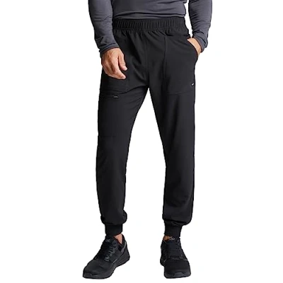 Image of CHEROKEE Men&#039;s Mid Rise Pull on Jogger Scrubs Pant, Black, XL Short