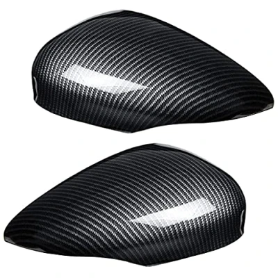 Image of Pair Black Wing Mirror Cover Cap, fit for Fo rd Fiesta MK7 2008 2017 (Carbon Fibre)