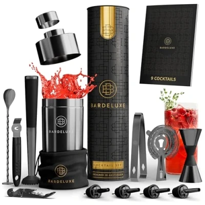 Image of BarDeluxe® Cocktail Set 12 Pieces, Bartender Set, Mixer 750 ml Shaker Stainless Steel, Luxury Gift