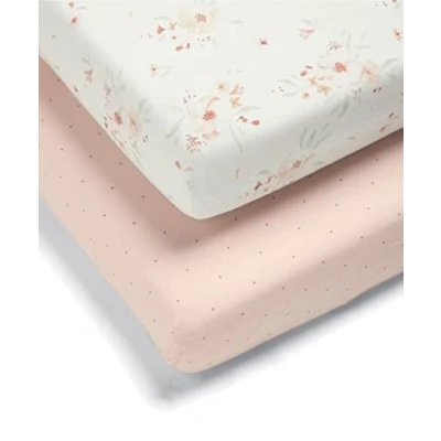 Image of Mamas &amp; Papas 2 Pack Cot/Bed Fitted Sheets, Floral