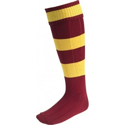 Image of Carta Sport EURO SOCKS MAROON/AMBER HOOPS (MENS) LARGE 7 11