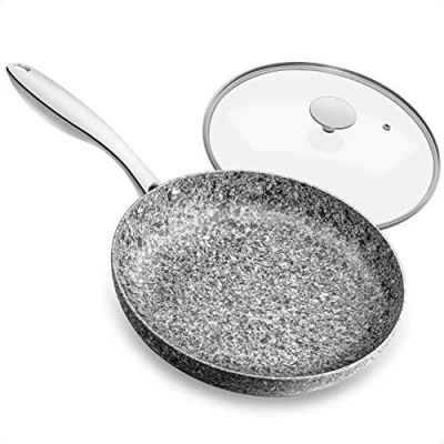 Image of MICHELANGELO Frying Pan with Lid 28cm, Non Stick Pan, Granite Stone Derived Coating, Induction, Oven Safe