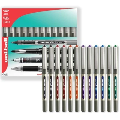 Image of uni ball EYE UB 157 Rollerball Pens 0.7mm Nib In Gift Box Packaging (Pack of 12, Essentials)