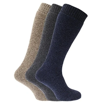 Image of MENS 3 PAIRS LONG THICK WOOL THERMAL WINTER WARM WALKING HIKING SKI BOOT SOCKS