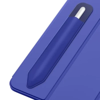 Image of MoKo Pencil Holder Sticker Fit Apple Pro, (USB C), 1st/2nd Generation, Elastic Pocket Pouch Adhesive Sleeve Attached to iPad Case for Stylus Pens, Navy Blue