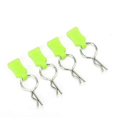 Image of Dilwe RC Body Shell Clip, Secure Pin+ Mounting Bracket Set, Aluminum Alloy Accessories Auto Parts Suitable for Traxxas 1/5 1/8(Yellow Green)