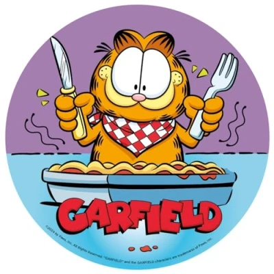 Image of Dekora, Garfield, Edible Cake Topper for Birthday Cake, Round 20 CM
