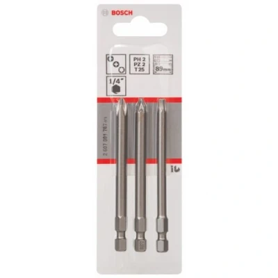 Image of Bosch 2607001767 89 mm Extra Hard Screwdriver Bit Set (3 Piece)