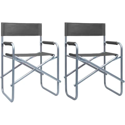 Image of vidaXL Director&#039;s Chairs 2 pcs Steel Grey