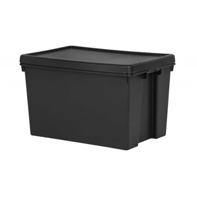 Image of 62L Heavy Duty Storage Boxes with Lids, 100% Recycled Plastic, Stackable Nestable Durable Strong Lid snaps into place and features holes to add tie wraps for added security Home &amp; Office