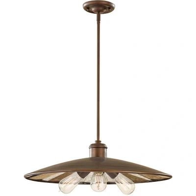 Image of Urban Renewal 3 Light Large Dome Ceiling Pendant Bronze, E27