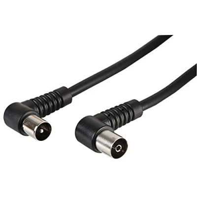 Image of PRO SIGNAL JR9008A/2M Black ROHS TV Aerial Lead, 90 Degree Coax Plug to Socket 2m
