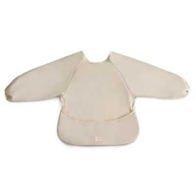 Image of Mushie Weaning Bib Baby Long Sleeve Toddler Bibs with Sleeves Waterproof Adjustable Fit for 6 24 Months Colour: Fog