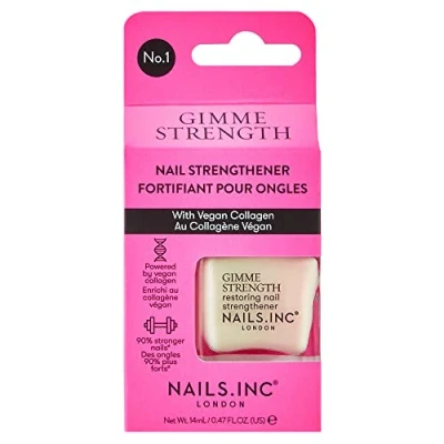 Image of Nails.INC Gimme Strength Nail Treatment, Restoring Strengthener with Vegan Collagen, Shimmering Highlighter, Cruelty Free,