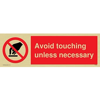 Image of Avoid touching unless necessary sign Vinyl Gold sticker