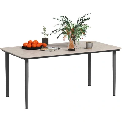 Image of Outsunny Garden Table, Outdoor Dining Table for 6 People, 160 x 90 74 cm, with Rust Resistant Metal Frame, WPC Top, Balcony, Terrace, Light Grey