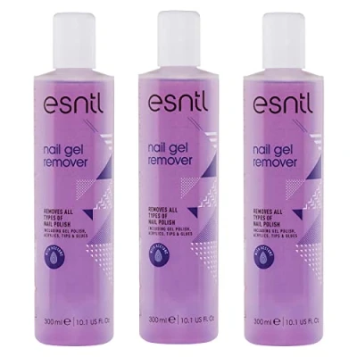 Image of ESNTL Nail Gel Remover 300ml x3 Super Effective Formula Removes All Polishes Including Gel, Acrylics, Tips, and Glues Trusted by UK Beauty Salons
