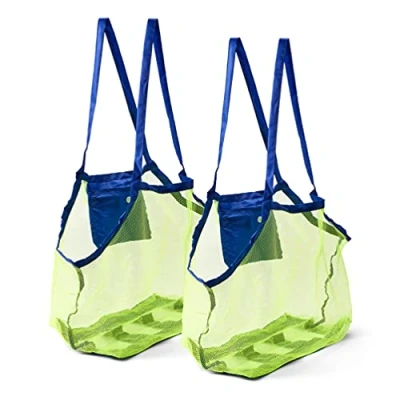 Image of Bramble 2 Large Mesh Beach Tote Bags for Kids Sand Toys and Towel Pool Travel, 45cm x