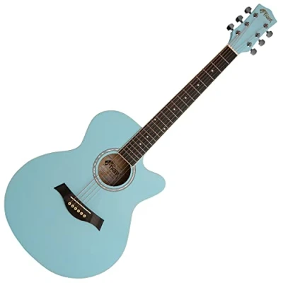 Image of TIGER ACG1 LBL SM Acoustic Steel String Guitar Matte Baby Blue Full Size Small Body Parlour for Ages 12+