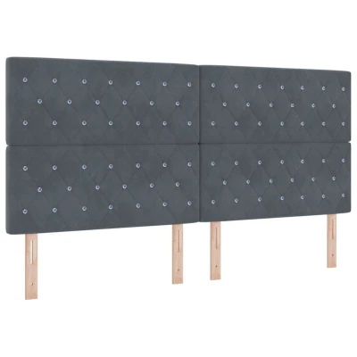 Image of vidaXL Headboard Crystal Button Tufted Dark Grey 200 cm Velvet