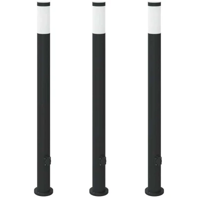 Image of vidaXL Bollard Lights with Outlet 3pcs 110 cm Stainless Steel IP44