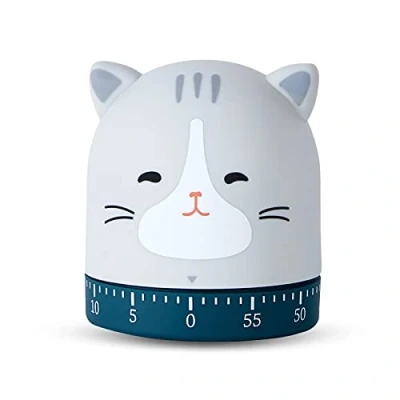 Image of Mlysnd Kitchen Timer, Egg Timer Mechanical Countdown Creative Cute Shape Animal with Loud Alarm Clock Suitable for Baking, Cooking and Learning (67x60x60mm, Cat)