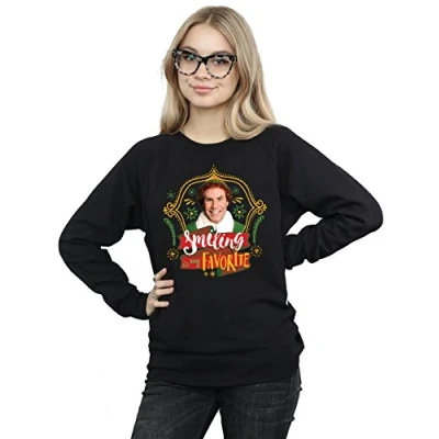 Image of Elf Women&#039;s Buddy Smiling Sweatshirt Large Black