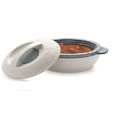 Image of Insulated Hot Pot Casserole Food Serving Dish with Lid, Double Wall. Stainless Steel 17 cm Diameter (Grey 4 Deep 1500ml)