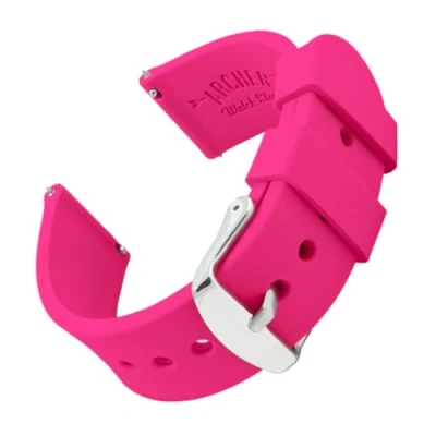 Image of Archer Watch Straps Soft Silicone Quick Release Bands (Electric Pink, 22mm)