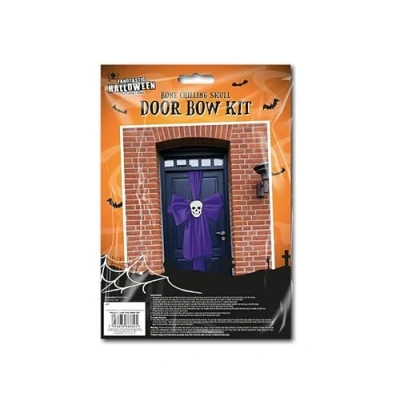 Image of Gem Imports Purple Skull Halloween Door Bow Decoration