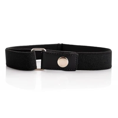 Image of Olata Children’s Stretch Elasticated Adjustable Belt with Snap Fastening, 1 6 years. Black