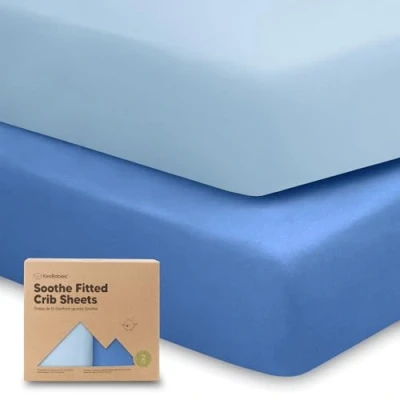 Image of 2 Pack Jersey Fitted Baby Crib Sheets Soft &amp; Breathable for Boys and Girls Fits Standard Nursery Mattresses Neutral Sheet Set (Cornflower)