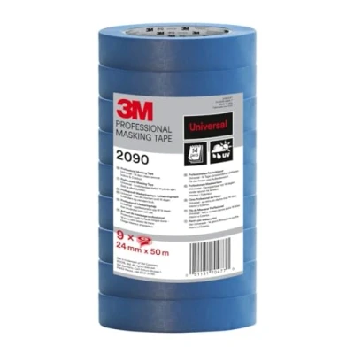 Image of 3M Professional Masking Tape 2090, Multi surface, Blue, 24 mm x 50 m, 9 Rolls UV stable, Water Resistant, For Indoor &amp; Outdoor Painting and Decorating