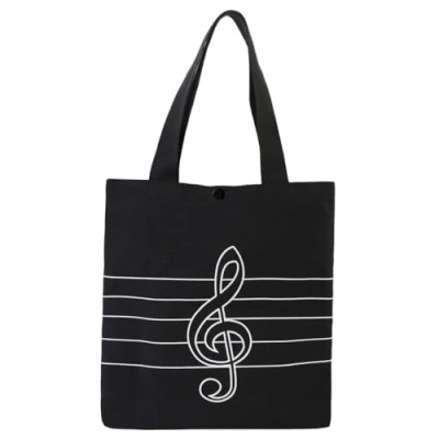 Image of Music High Note Treble Clef Pattern Cotton Handbag Shopper Grocery Bags,HilerPunk bag,Shoulder Bag,Thick Perfect for Shopping,Laptop,School Books (Treble Clef)