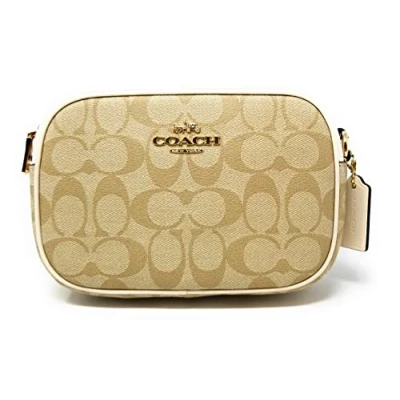 Image of COACH Women&#039;s Mini Jamie Camera Bag (Signature Canvas Light Khaki Chalk)