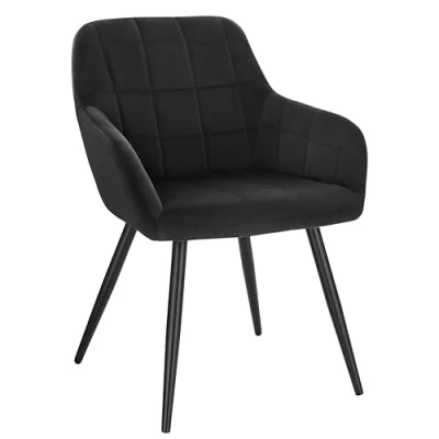 Image of WOLTU 1 X Kitchen Dining Chair Black with Arms and Backrest, Living Room for Bedroom Velvet, BH93sz