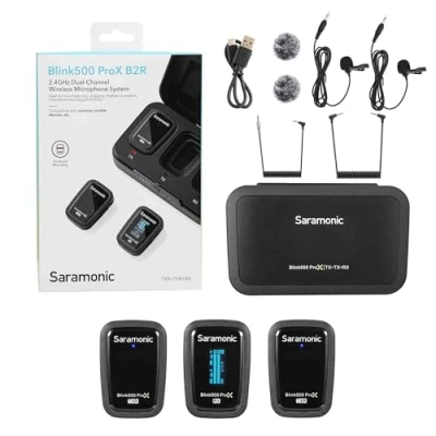 Image of Saramonic Blink 500 Prox B2R 2 Person Wireless Clip On Microphone System with Board Recording &amp; Lavaliers