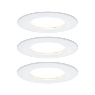 Image of Paulmann 93870 LED Coin Flat Spotlight Slim Round 3X 6.8 dimmable IP44 Splashproof Recessed Light Aluminium W zinc, Fest verbaut, Matt White