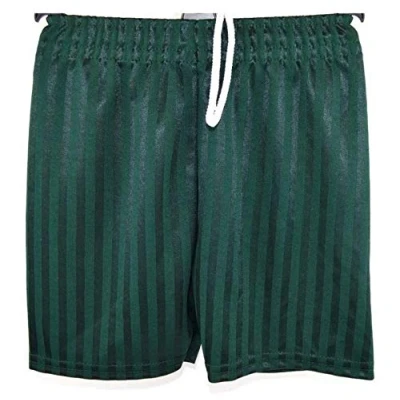 Image of Home Crafts Boys Girls Children Summer School Gym Football Cycling Shadow Stripe Uniform PE Shorts Drawstring (Age 11 12 Years, Green)