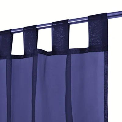 Image of Megachest lucy Woven Voile Tab Top Curtain 2 Panels with ties (28 colors) (navy blue, 56&quot; wideX81 drop(W142cmXH206cm))