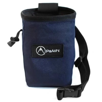 Image of Psychi OG Chalk Bag with Storage Pocket and Waist Starp For Rock Climbing Bouldering (Navy Blue)