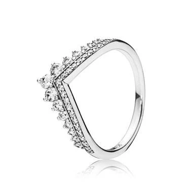 Image of Pandora Timeless Women&#039;s Sterling Silver Princess Cubic Zirconia Wishbone Ring, Size 58, No Box