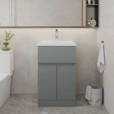 Image of Hudson Reed Urban Floor Standing Vanity Unit with Basin 1 Satin Grey 500mm Wide