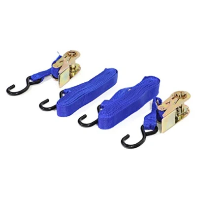 Image of Streetwize 2m x 3.5m Ratchet Tie Down S Hooks, Heavy Duty Adjustable Lashing Straps Tensioning Belts (SWTD6)