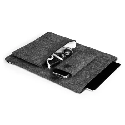 Image of Durable Felt Laptop Sleeve MultiBag Effect, for 16.4 inch Laptops and Tablets, Made from 60 Percent Recycled PET Felt, Includes Accessory Bag Mobile Case, Anthracite Grey