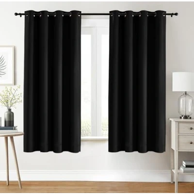 Image of Utopia Bedding Blackout Curtains Grommet Thermal 2 Panels Drapes [Black, 46 x 72 Inches] Sound Insulated Curtain for Bedroom and Living Room (117x183 cm)