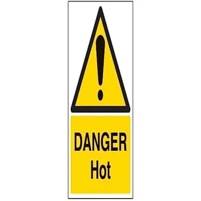 Image of V Safety Danger Hot Warning Sign 200mm x 300mm Self Adhesive Vinyl