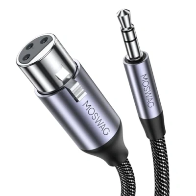 Image of MOSWAG 3.5mm to XLR Female Cable, Cable Adapter, Jack Microphone Compatible with Computer, Speakers, Microphone, Sound Card, Camcorder